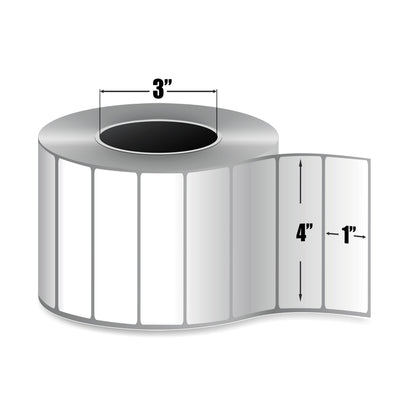 Étiquettes 4 x 1  transfert thermiques adhésives et décollables