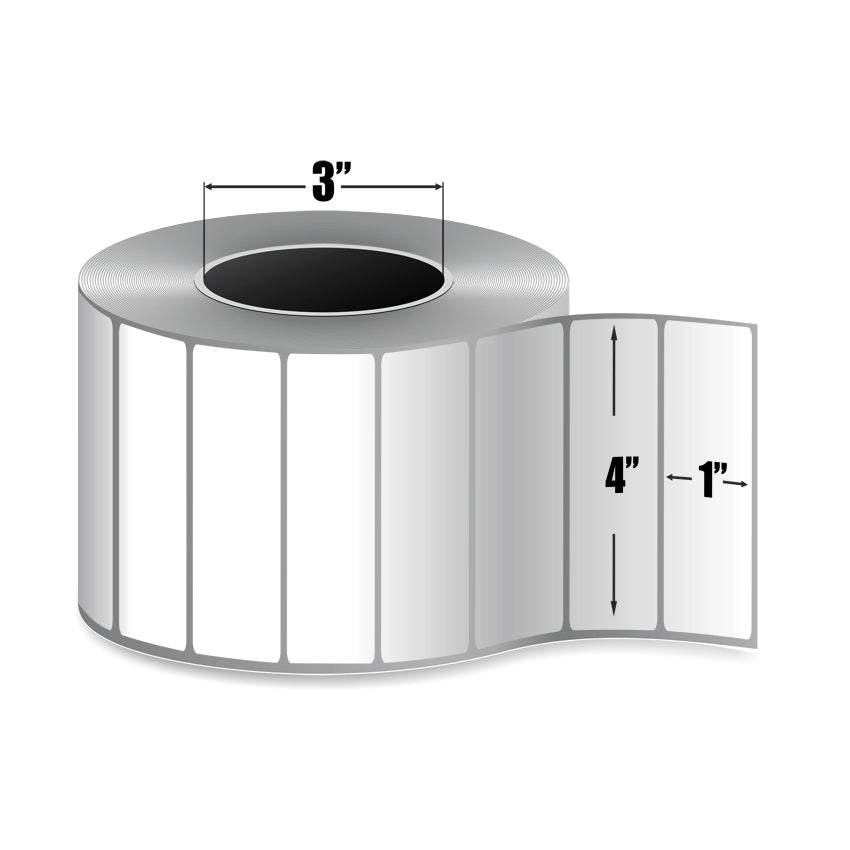 4" x 1" Polypropylene (Grade Congélateur) - Étiquettes Direct Thermal - 3" Core