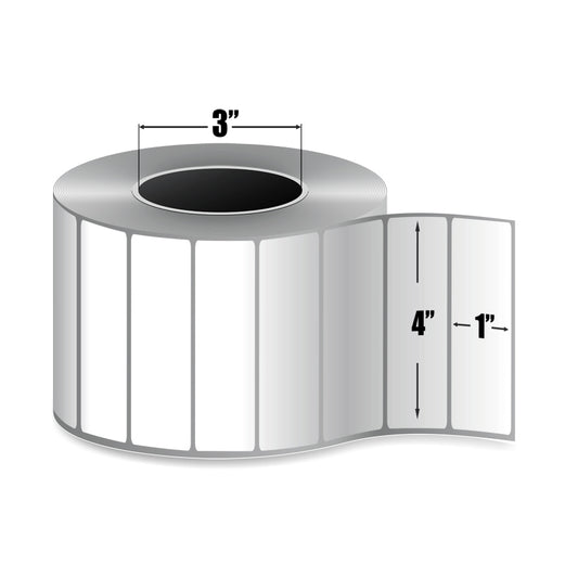 4" x 1" Polypropylene (Grade Congélateur) - Étiquettes Direct Thermal - 3" Core