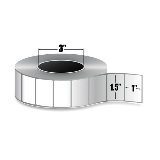 Étiquettes 1 1/2 x 1 transfert thermiques adhésives et décollables